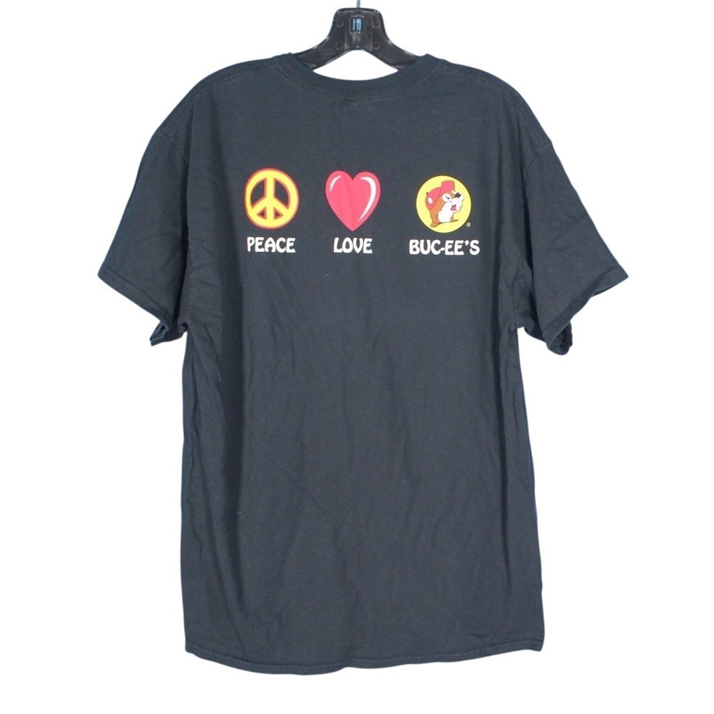 BUC-EE'S Unisex COTTON KNIT Beaver PEACE LOVE BUC-EE'S Graphic T-Shirt/Tee Sz L